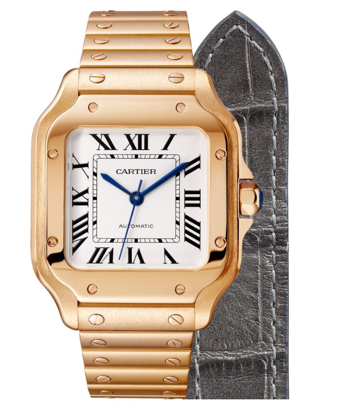 High-class Copy Santos De Cartier WGSA0008 Watches With Additional Grey Leather Straps
